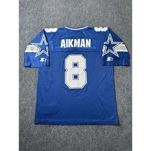 Mens NFL Dallas Cowboys Troy Aikman #8 Blue Starter Football Jersey, Size 46 L